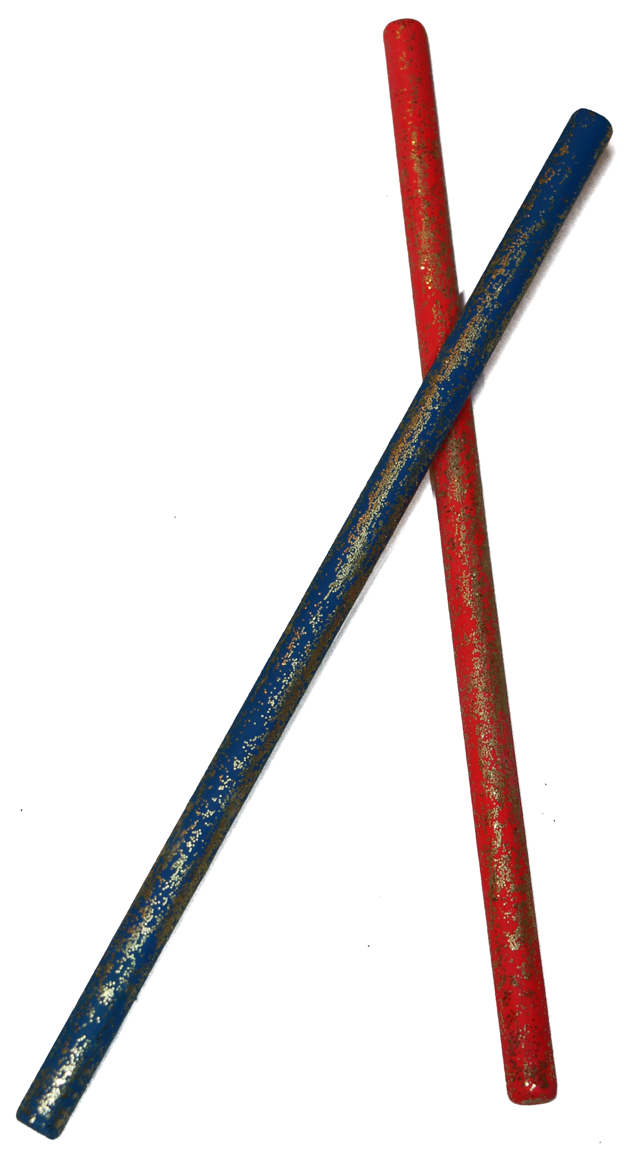 zwei Zauberstäbe, blau und rot