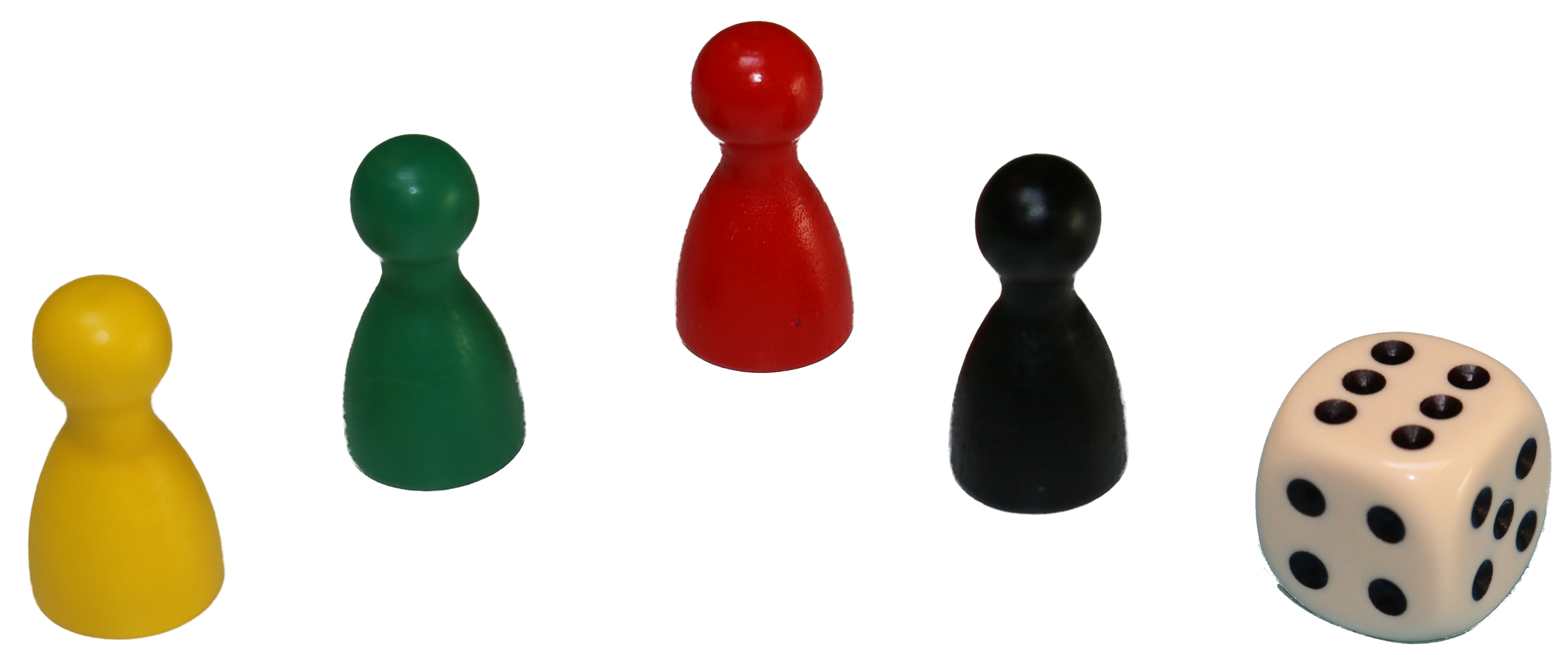 4 Spielfiguren und Würfel