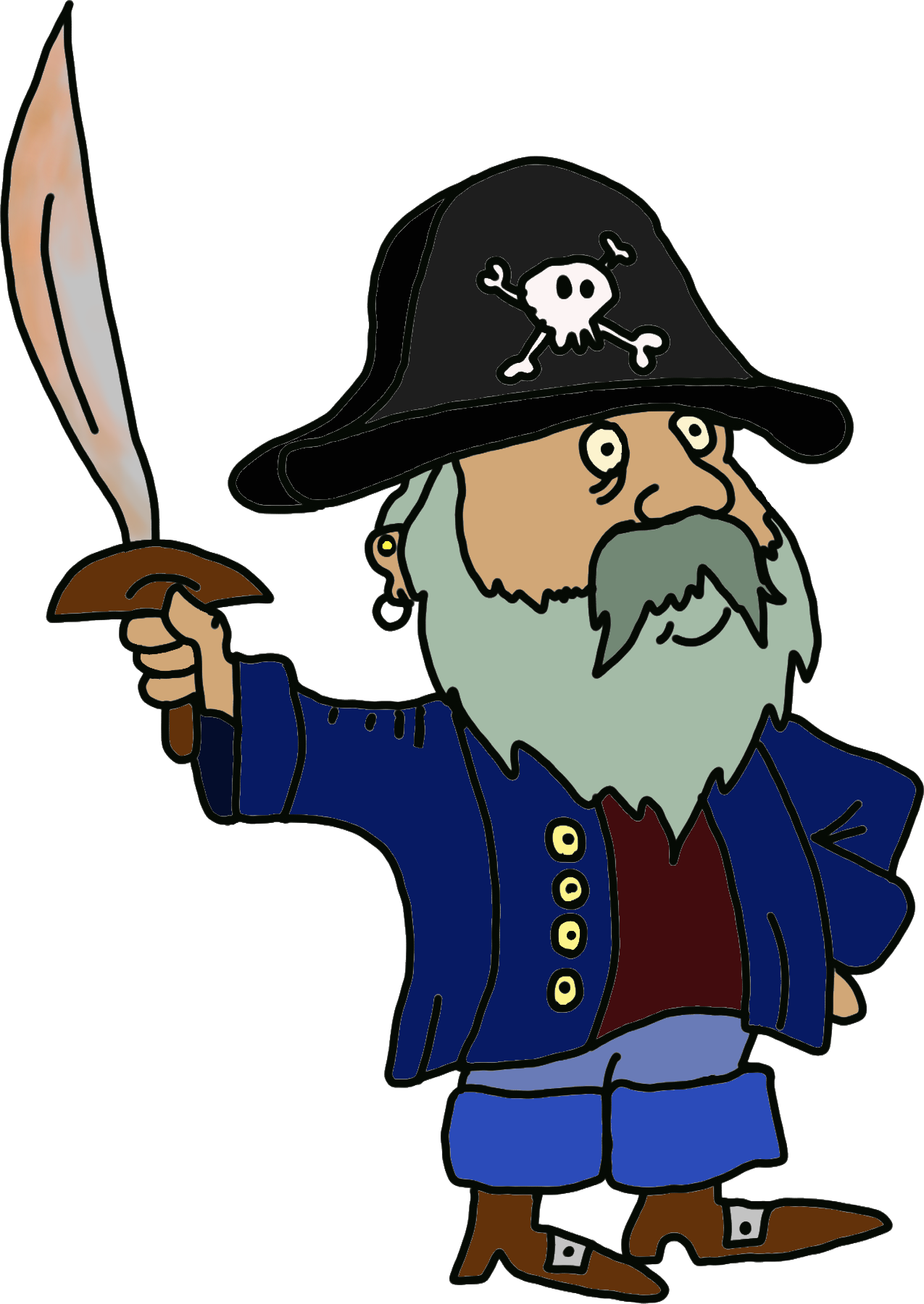 Pirat Säbelrost stehend mit rostigem Säbel