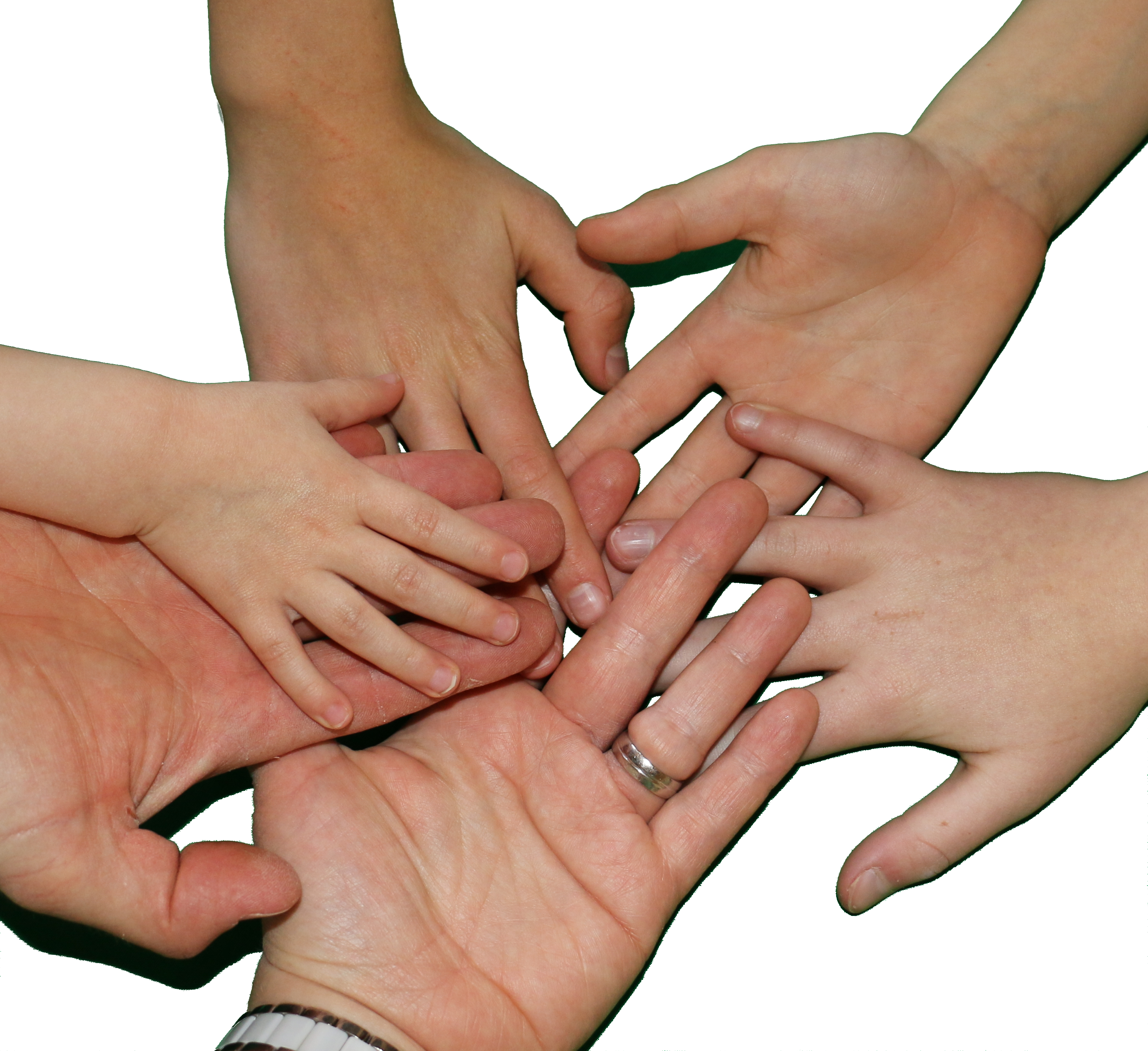 Hände aller Familienmitglieder