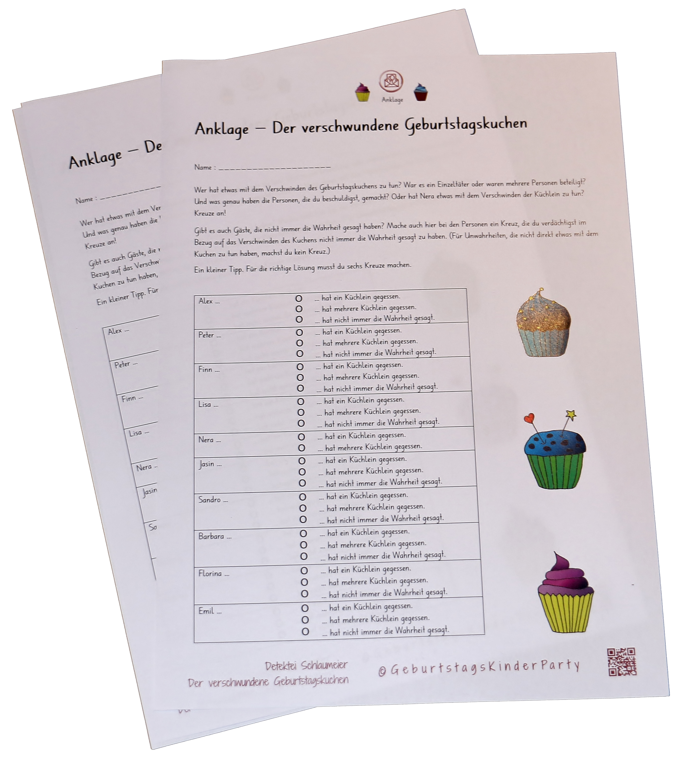 Der verschwundene Geburtstagskuchen, Anklage